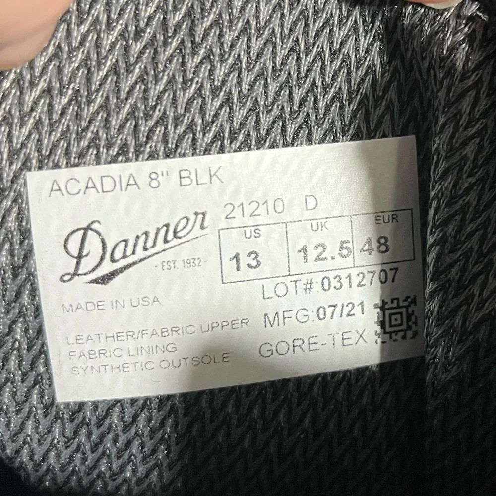 Danner Acadia 8” Black Leather Men's Boots Tactical Boot Line Size 13 - Picture 10 of 10